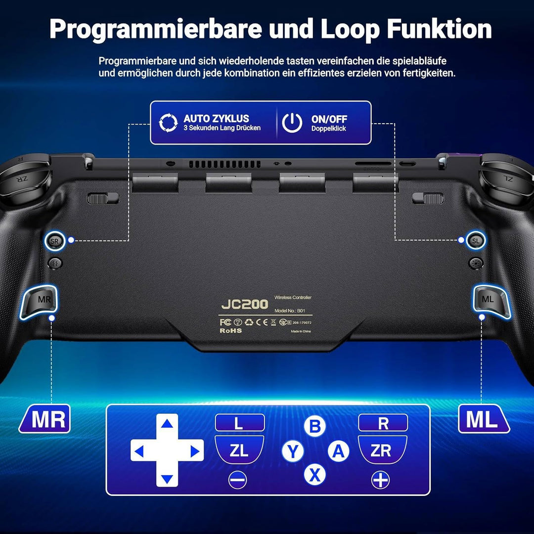 Leistungsstarker Bluetooth-Controller für Switch/Switch OLED, RGB Handheld Controller mit Makroprogr
