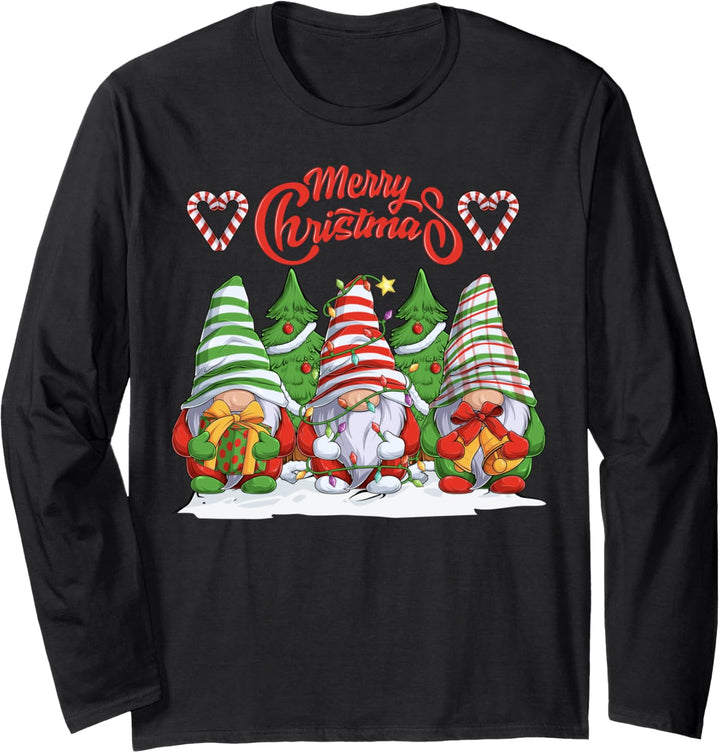 Gnome Zwerge Merry Christmas Weihnachten Langarmshirt