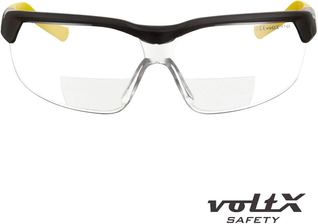 voltX 3 x GT ADJUSTABLE Bifokale Lesen Schutzbrille (KLAR, GELB, BRAUN +1.0 Dioptrie), EN166FT Zerti