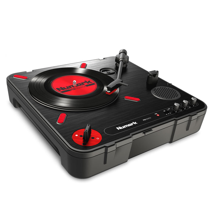Numark PT01 Scratch - tragbarer DJ-Plattenspieler mit auswechselbarem Scratch-Switch, eingebautem La