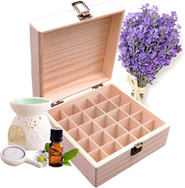 RoseFlower Holz Ätherisches Öl Organisator Behälter Duftöle Display Ständer, 25 Löcher Aufbewahrungs