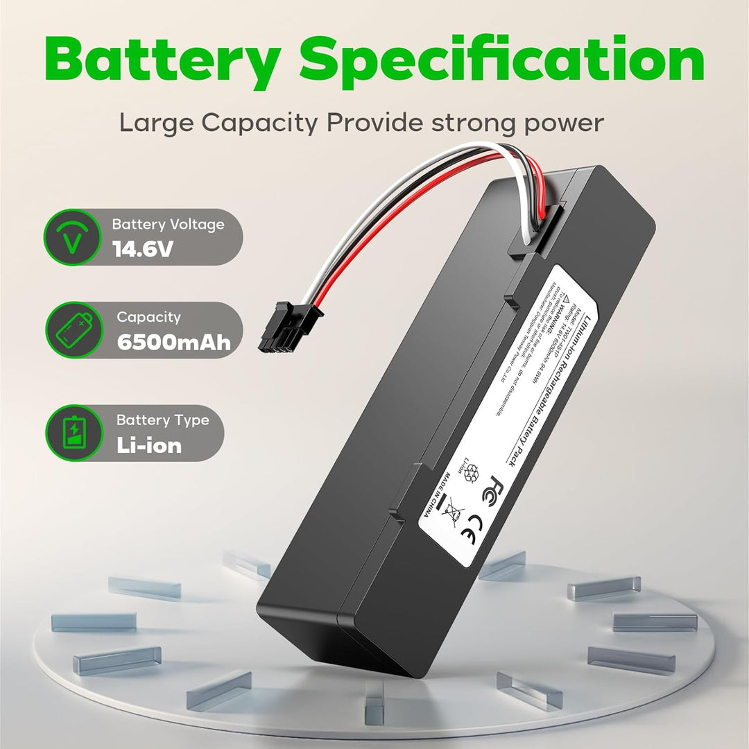 ASUNCELL 6500mAh li-ion Akku für Xiaomi Mop 2S / Mop Pro/Mop P Roboter Staubsauger, Ersatzakku kompa