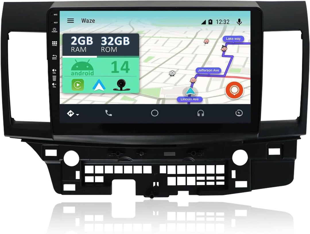 YUNTX Android 10 Autoradio Compatible Avec Mitsubishi Lancer (2010-2017)- GPS 2 Din - Caméra arrière