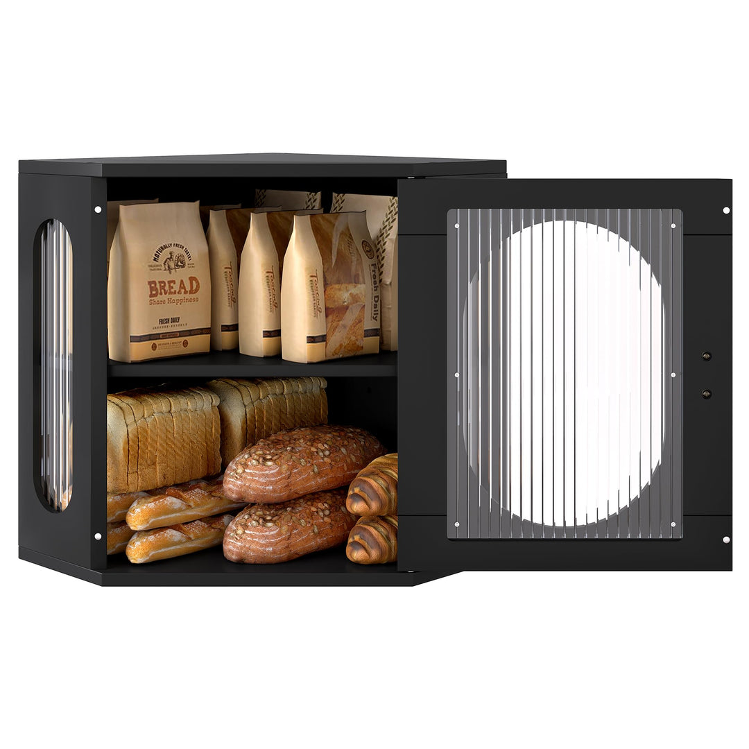 Alpeir Ecke Brotkasten Holz Gross Botkorb für die Küche Brotdose Zwei Ebenen Brot Aufbewahrungsbox V