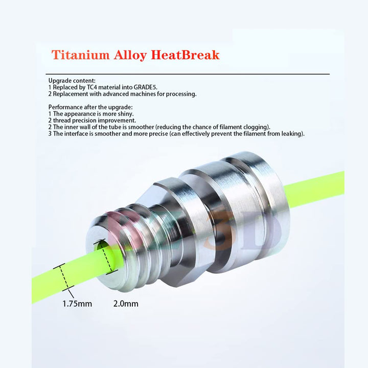 BZ 3D CR-10S Pro All Metal Hotend,Präzisions Hotend Upgrade Kit,Heatbreak aus Titanlegierung,MK8 Mes