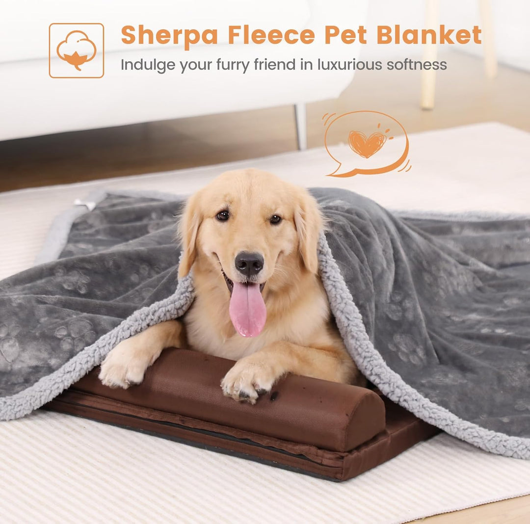 PETTOM wasserdichte Hundedecke, Hundedecke Flauschig aus Sherpa Fleece, Hundedecke Waschbar Beidseit
