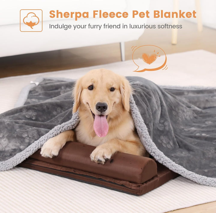 PETTOM wasserdichte Hundedecke, Hundedecke Flauschig aus Sherpa Fleece, Hundedecke Waschbar Beidseit