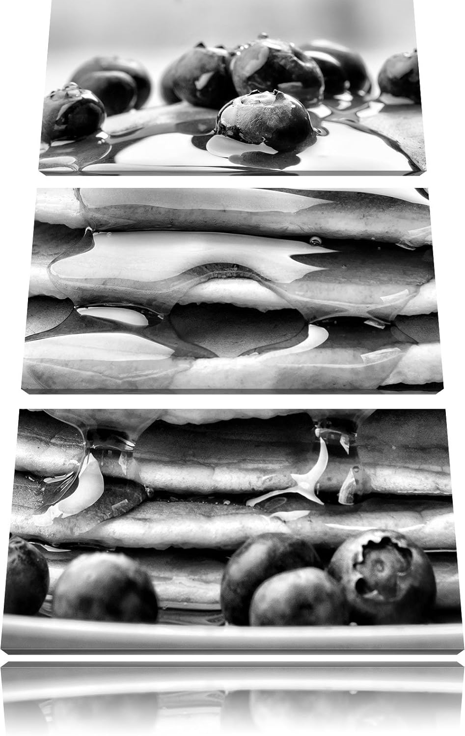 Pixxprint Pancakes mit Sirup und Blaubeeren als Leinwandbild/Grösse: 3 Teilig (120x80) cm/Wandbild/K