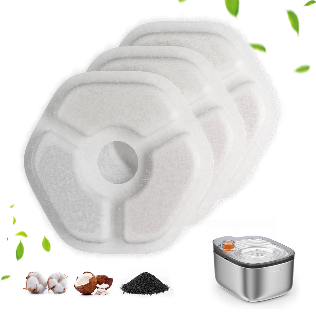 Katzenbrunnen Filter, 3er-Pack Katzen Wasserbrunnen Ersatzfilter für APD APETDOLA 4,5 L Edelstahl-Ti