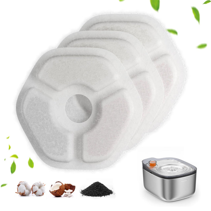 Katzenbrunnen Filter, 3er-Pack Katzen Wasserbrunnen Ersatzfilter für APD APETDOLA 4,5 L Edelstahl-Ti