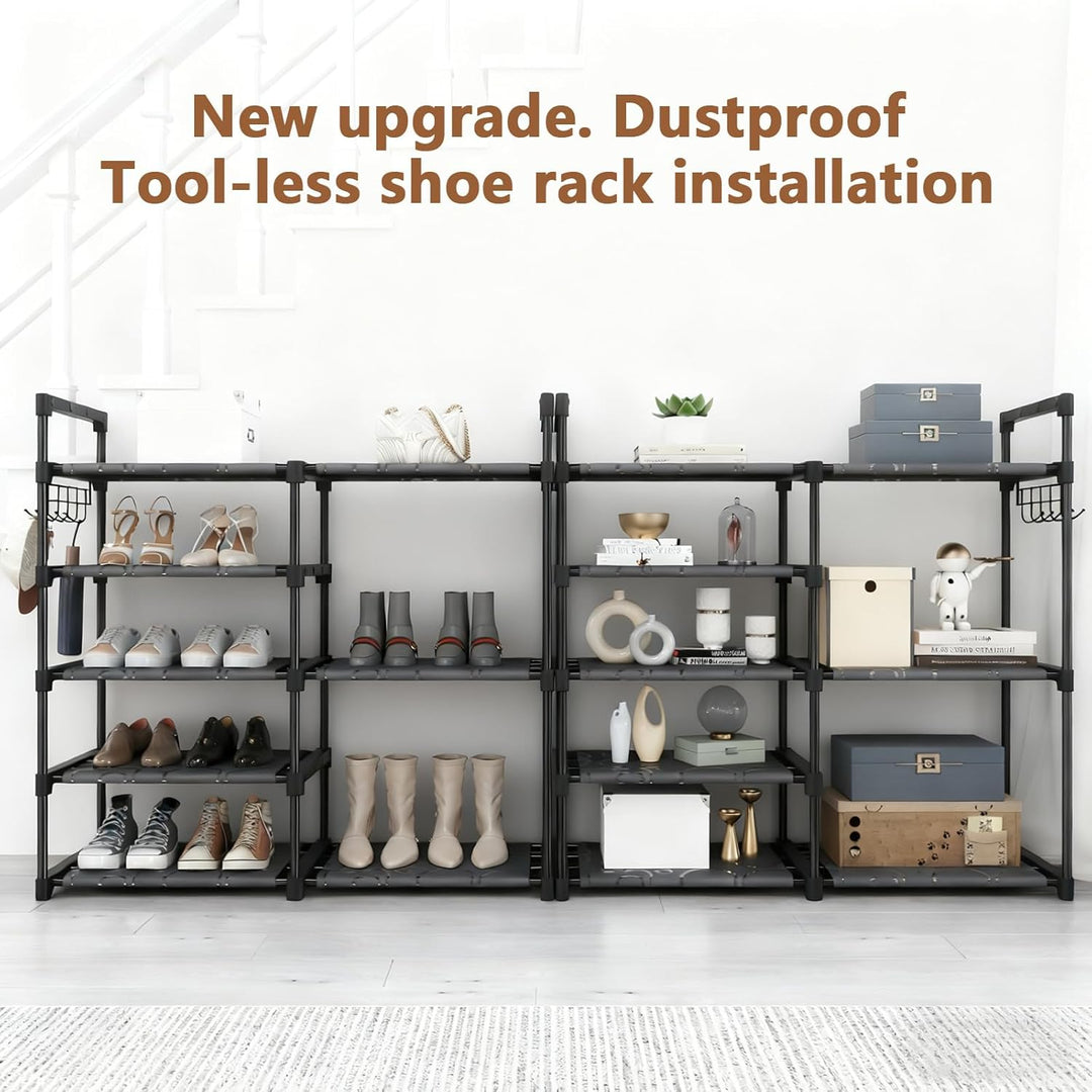 5 Ebenen Schuhregal, 83 cm Breit Platzsparend Schuhständer mit hoher Etage für Stiefel, Freistehende