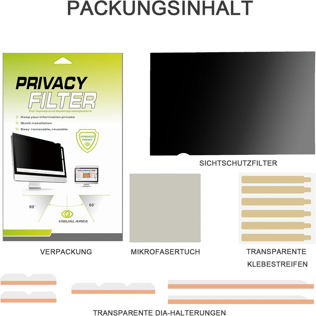 Fluflyer 13,3 Zoll Laptop Blickschutzfolie 16:9, Anti-Blaulicht, Blendfrei, Augenschutz, Anti-Reflex