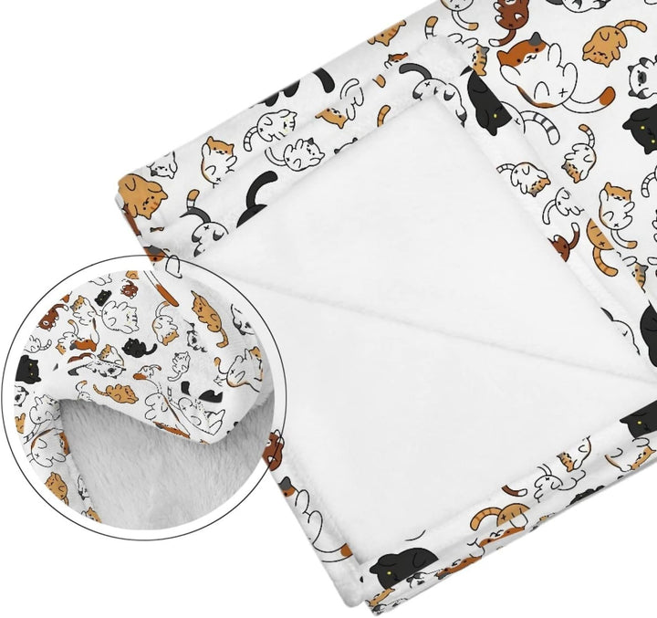 Niedliche Katzen-Kätzchen-Kinderdecke, Cartoon-Tiere, Bettwäsche für Mädchen, weiss, warm, Korallen-