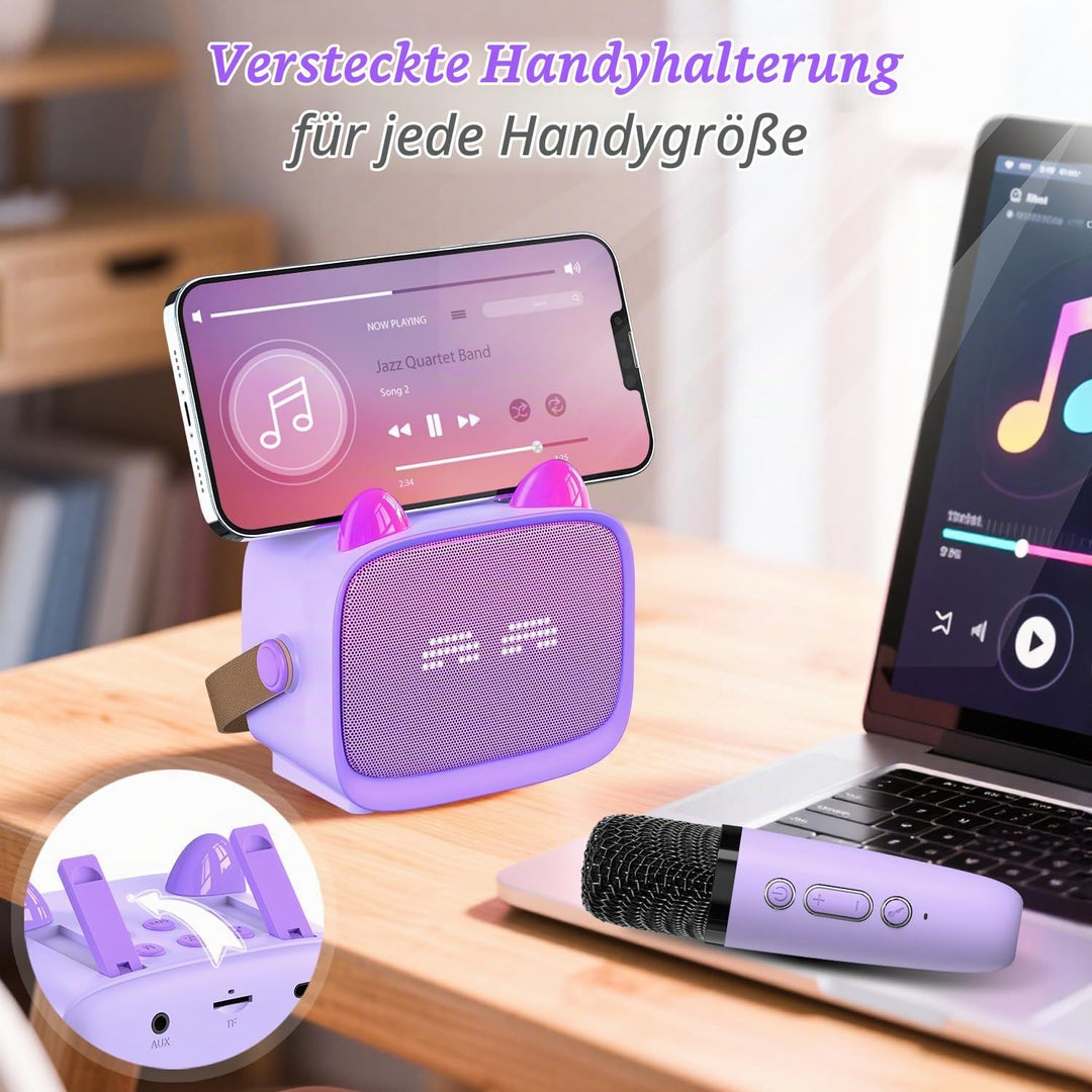 Karaoke Maschine mit 2 Karaoke Mikrofonen Kinder: Mini Karaoke Maschine Geschenk Mädchen mit Mikrofo