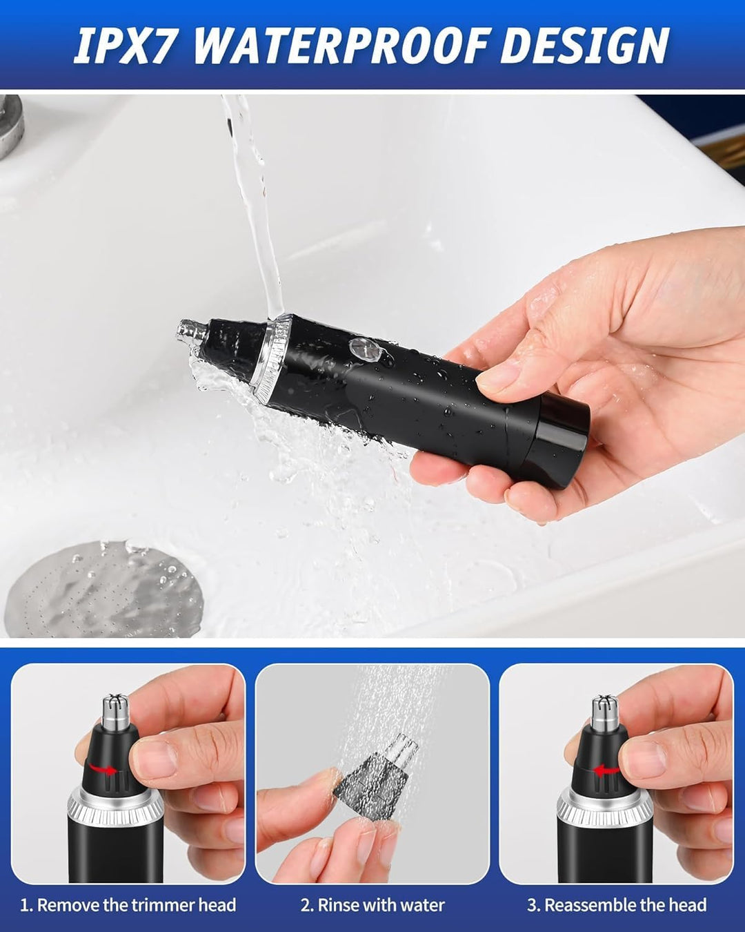 Nasenhaartrimmer USB Wiederaufladbar Nasenhaarschneider 3 in 1 Set Ohrhaartrimmer Nasenhaarentferner