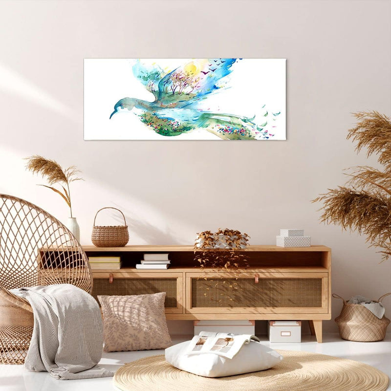 Wandbilder Dekoration Wohnzimmer Abstraktion Vogel Natur Bewegung Panorama Bilder auf Leinwand 120x5