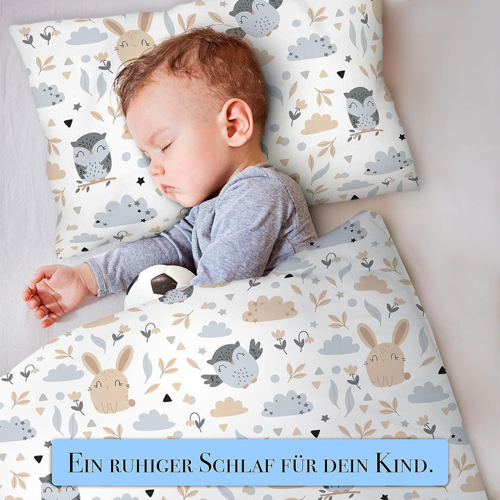 Amilian Kinder Bettbezug aus Baumwolle 100x135 - Weiche Bettwäsche für Kinderbett - Pflegeleichte Ki
