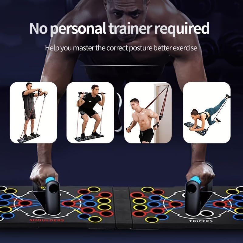 54-Loch Liegestützbrett - Multifunktions-Übungsgerät für das Home-Gym - Verstellbare Liegestützstang
