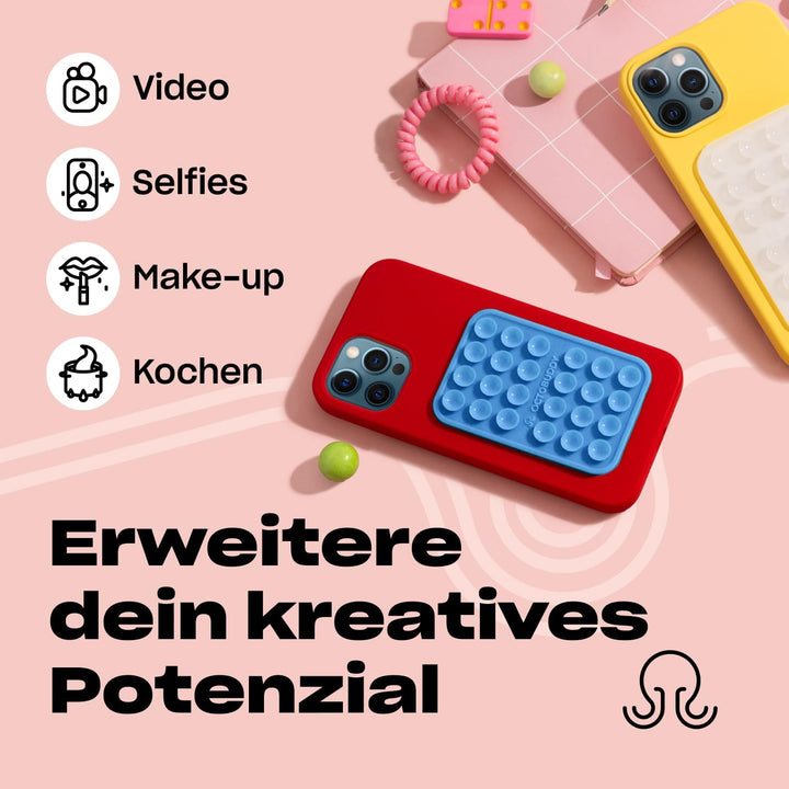 OCTOBUDDY Classic - Silikon-Saugnapf Halterung fürs Handy - rutschfeste Saugnapfhalterung für iPhone