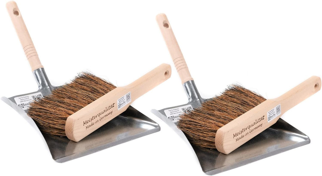 BawiTec 2 Stück Handwerker Kehrgarnitur Meisterqualität FaserMix Kehrblech-Set und Handfeger Kehrsch