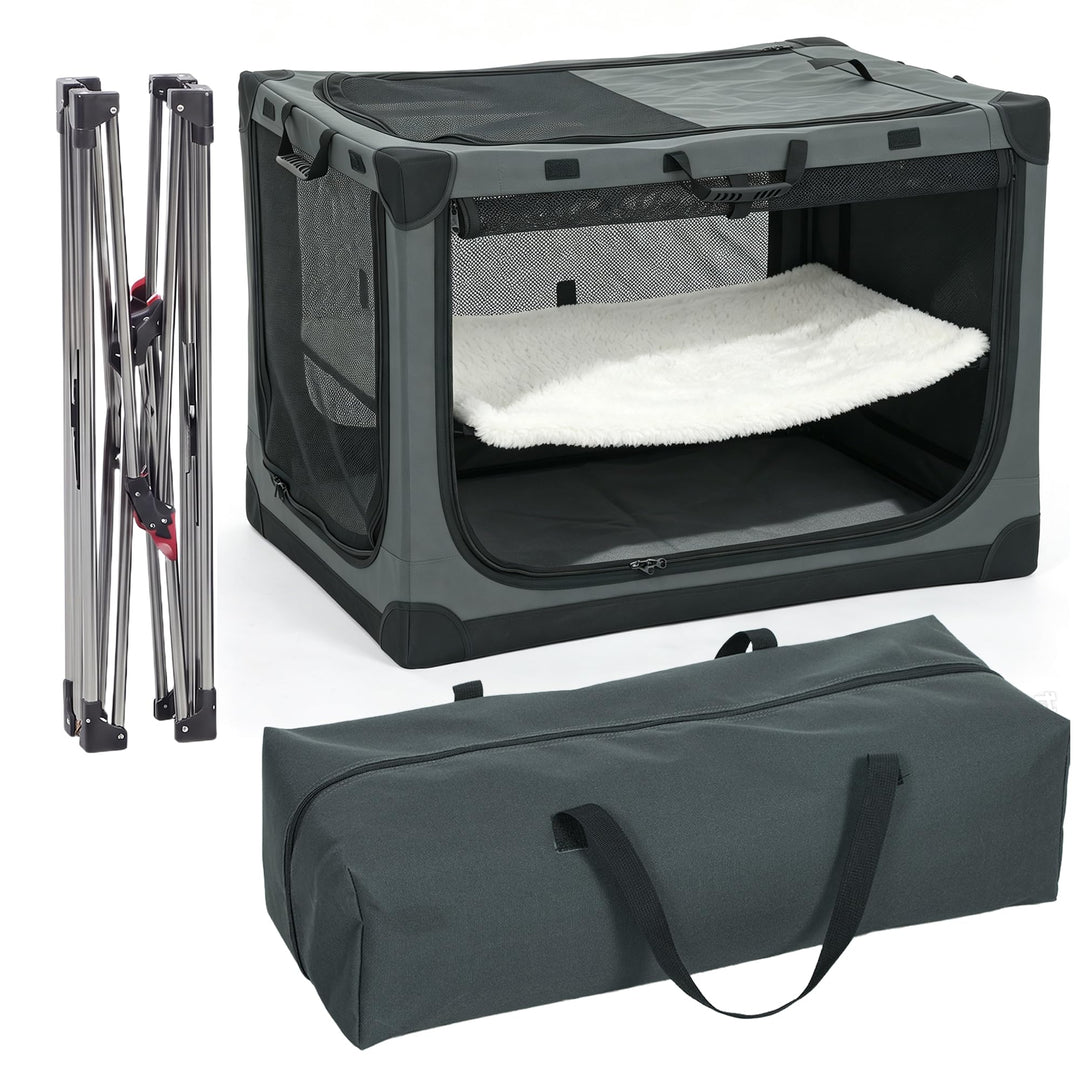 PawHut Hundebox faltbar 90x64x64cm Hundetransportbox mit Kissen abnehmbar waschbar Bezug atmungsakti