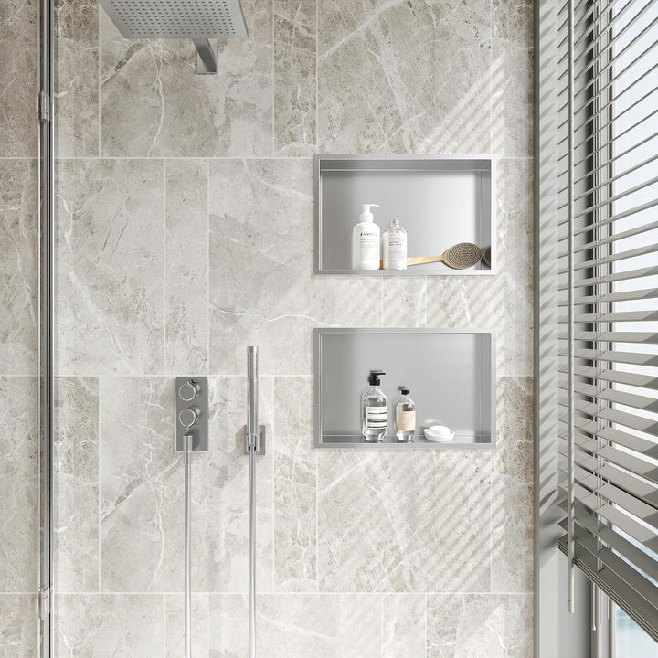 Neodrain Wandnische Dusche Edelstahl Duschnische Einzelregal Lagerung für Badezimmer 45 x 30 cm, Geb