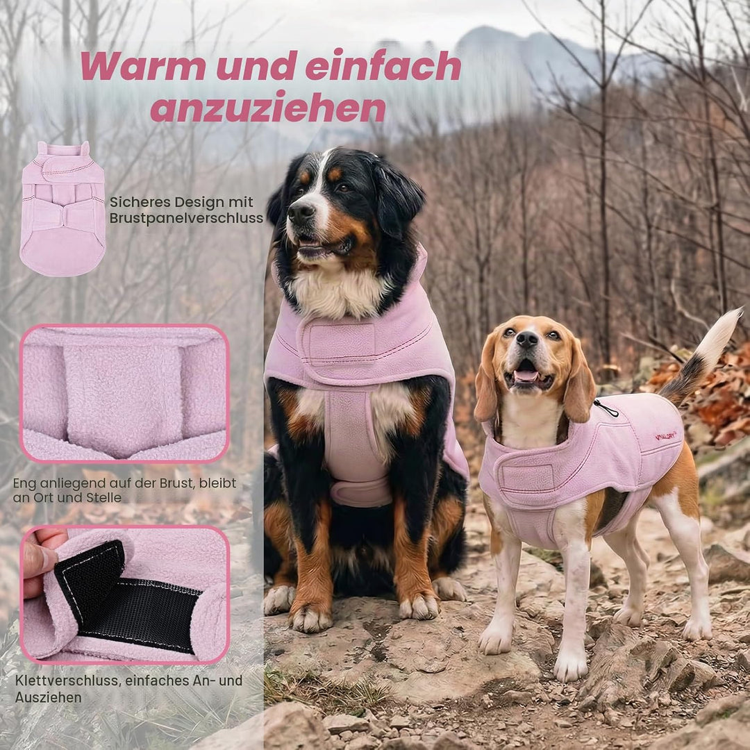 VIVAGLORY Softpad Wintermantel Hund, Hundemantel Fleecemantel Hund, Fleecejacke mit Bauchschutz, Fle