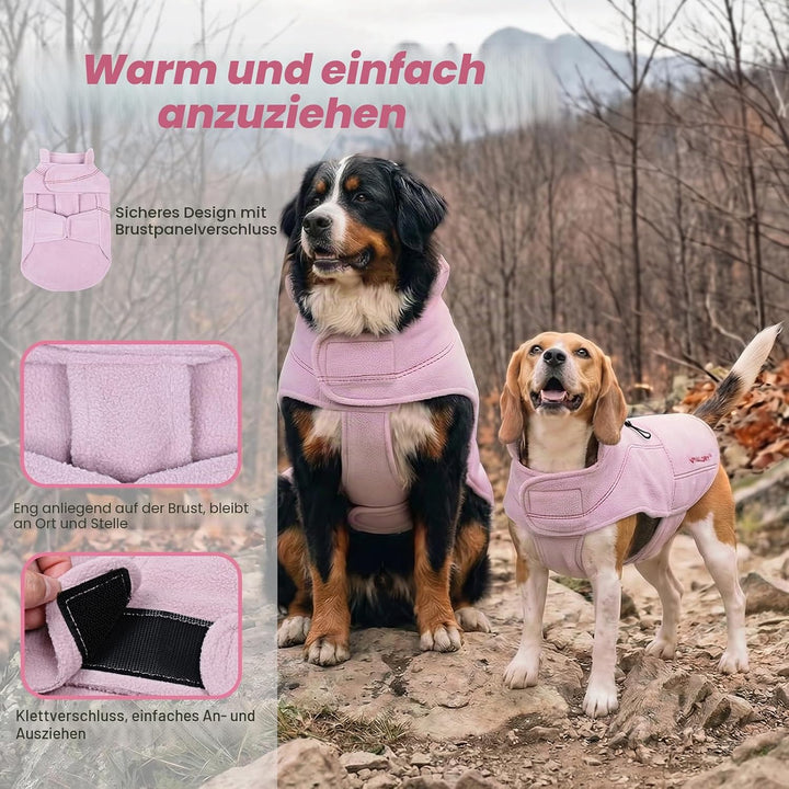 VIVAGLORY Softpad Wintermantel Hund, Hundemantel Fleecemantel Hund, Fleecejacke mit Bauchschutz, Fle