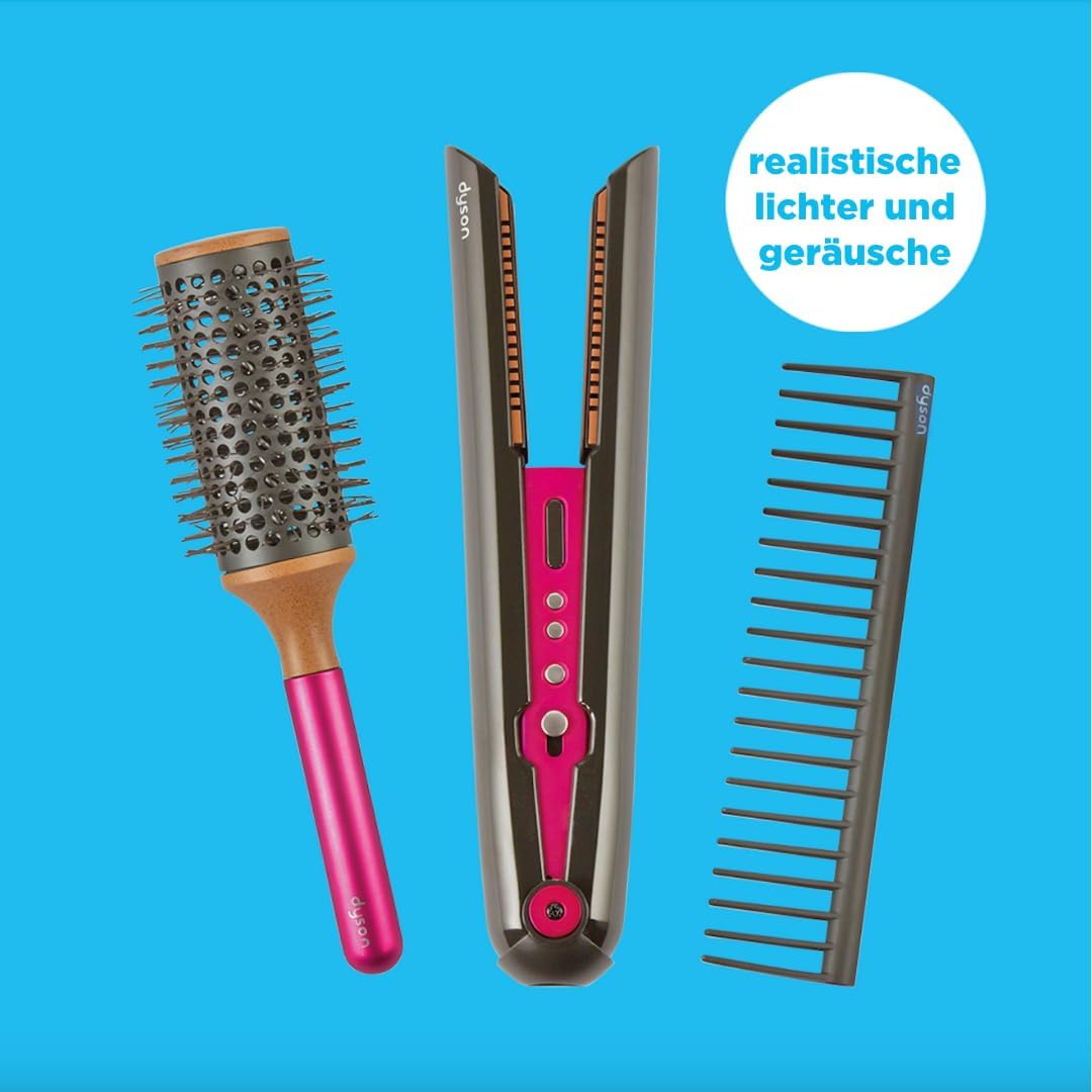 Casdon 73352 Dyson Corrale Styling-Set | Sichere Spielzeug-Glätteisen für Kinder ab 3 Jahre | Mit re