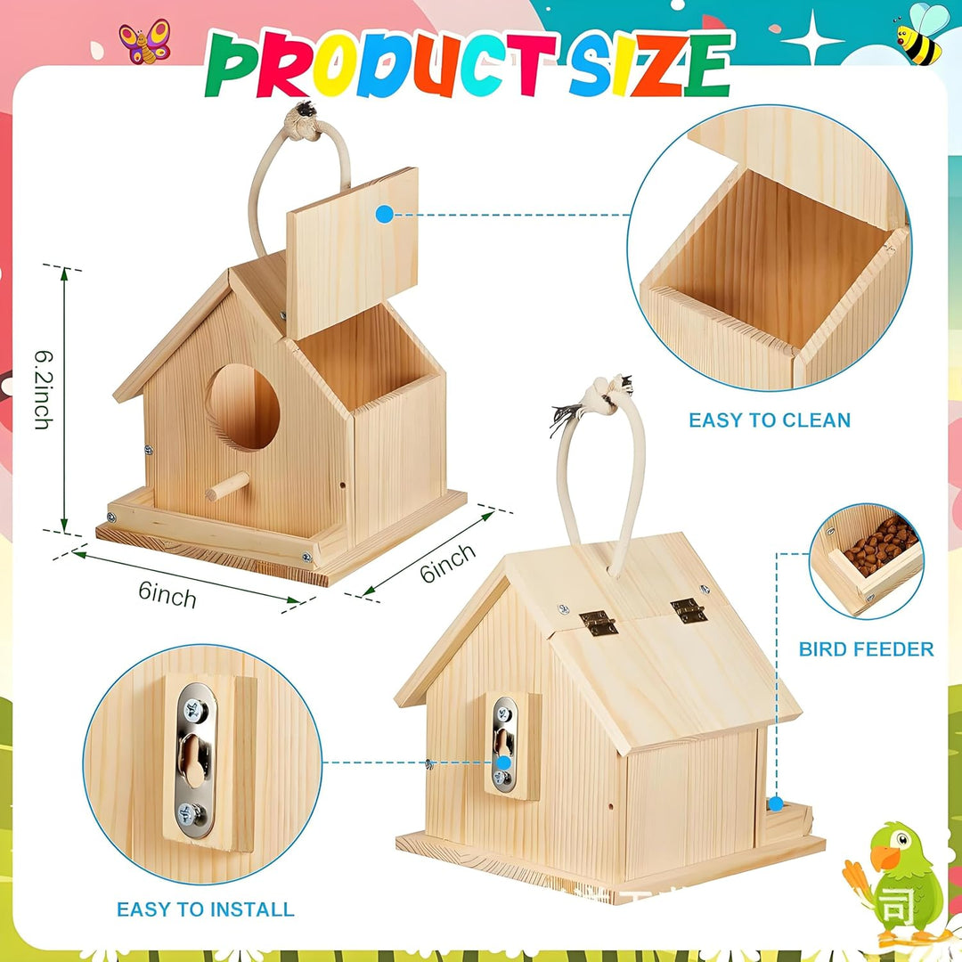 DIY Nistkasten Zusammenbauen und Bemalen Skylark, Vogelhaus Komplett Bausatz mit Hammer, Nägeln, Far