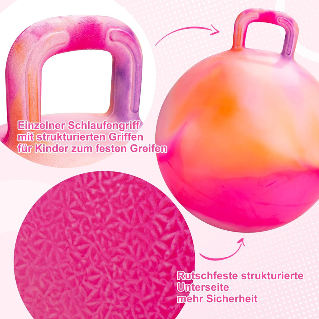 U&amp;C Planet 55cm Hüpfball Sprungball mit Griff, 100 KG belastbar Space Hopper mit Luftpumpe Spielzeug