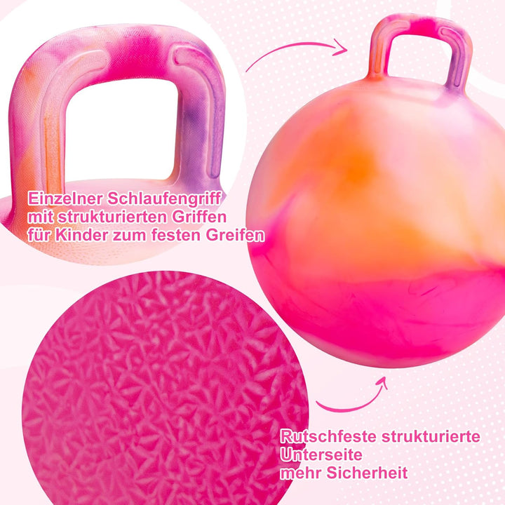 U&amp;C Planet 55cm Hüpfball Sprungball mit Griff, 100 KG belastbar Space Hopper mit Luftpumpe Spielzeug