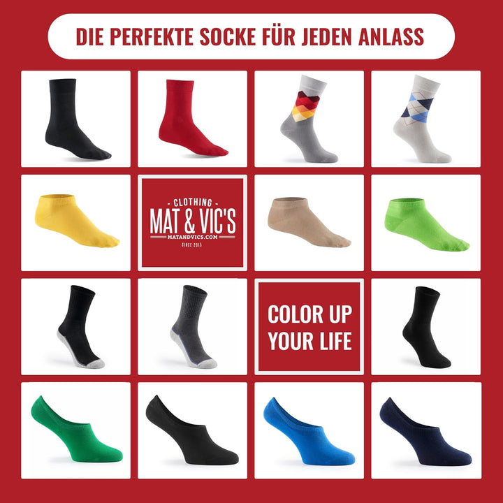 Mat & Vic's Socken Herren Herrensocken Damen Damensocken Cotton classic Crew Socks, gekämmte Baumwol