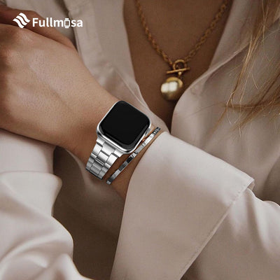 Fullmosa für Apple Watch Armband 45mm 44mm 42mm, Edelstal Metallarmband mit Uhrengehäuse für iwatch