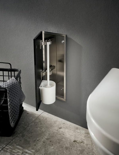 Emco Asis Pure Unterputz-Toilettenbürstengarnitur-Modul, Badezimmerschrank mit Toilettenbürste, Hoch