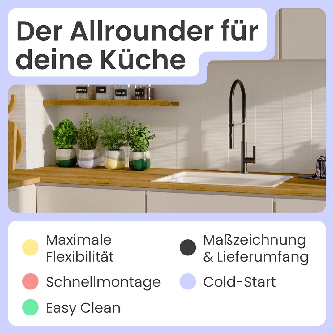 instmaier Nova | Küchenarmatur mit flexibler Geschirrbrause | Graphit matt | Wasserhahn Küche 360° s