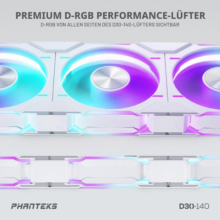 Phanteks D30 PWM Reverse Airflow, D-RGB Lüfter - 140mm, weiss