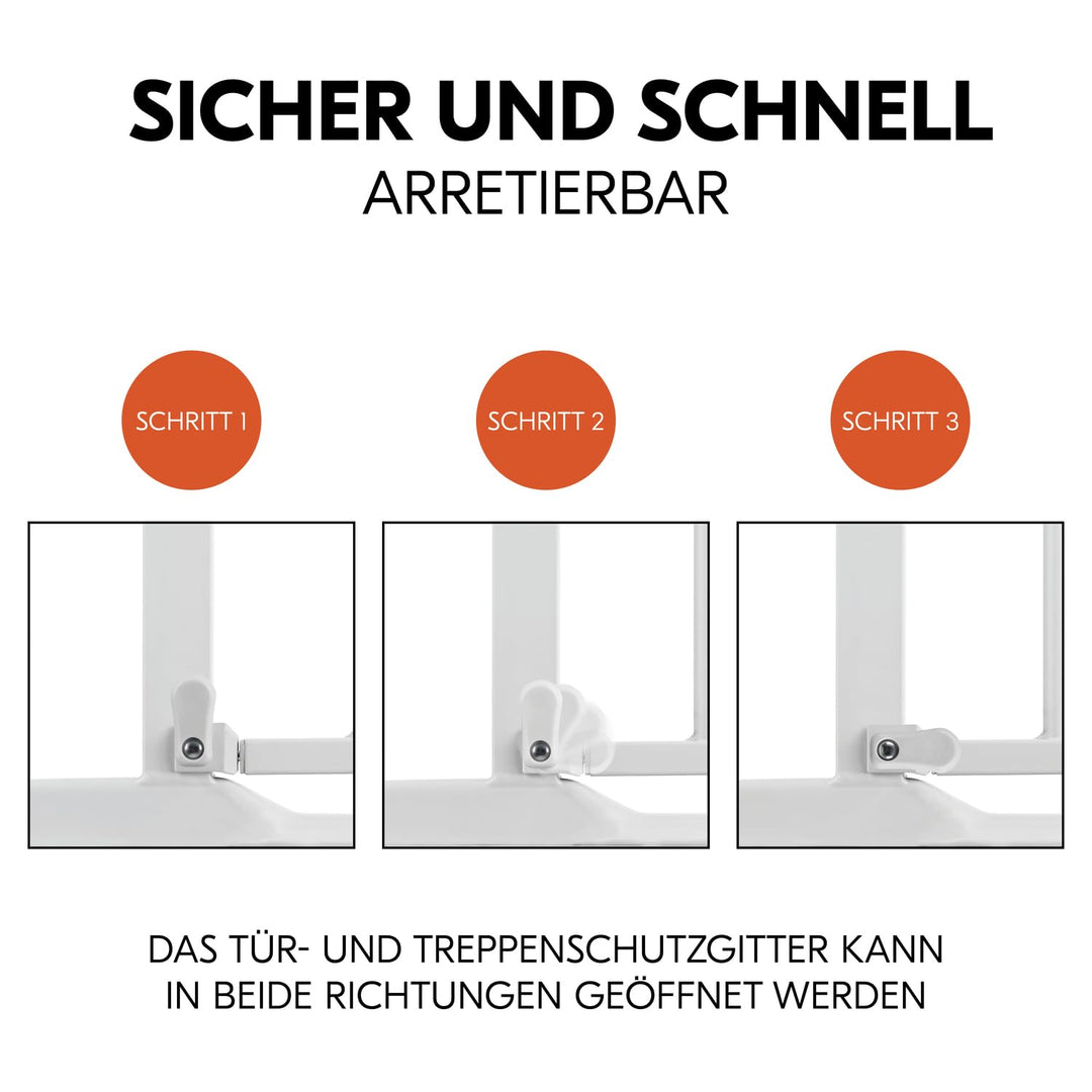 hauck Treppenschutzgitter Türschutzgitter Clear Step 2, für Breiten 75-80 cm, Ultra Flache Schwelle,