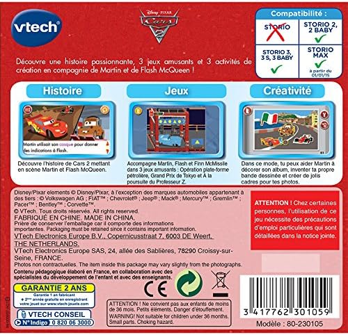 VTech – 230105 – Storio 2 und folgende Generationen – Lernspiel Cars 2, Cars 2