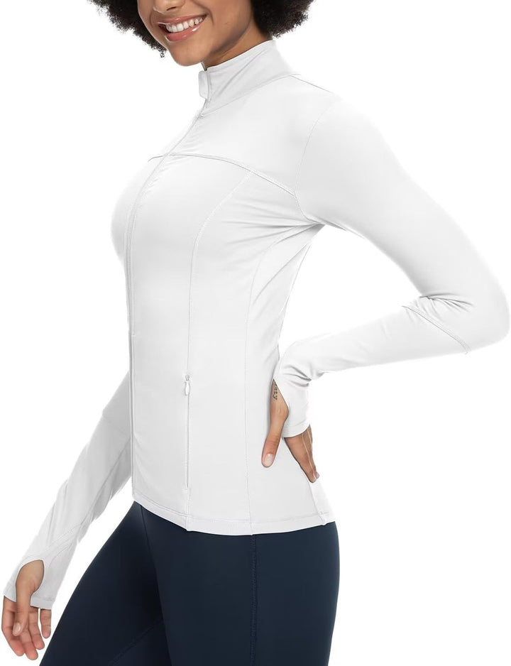 QUEENIEKE Damen-Laufjacken, durchgehender Reissverschluss, athletische Jacken, schmale Passform, Wor