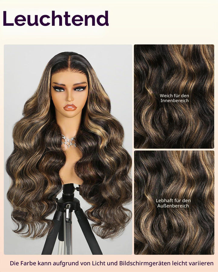 MEGALOOK Balayage Glueless Wigs Perücke 5x6 Pre Cut Lace Front Wig 20 Inch | Ready to Go Glueless Wi
