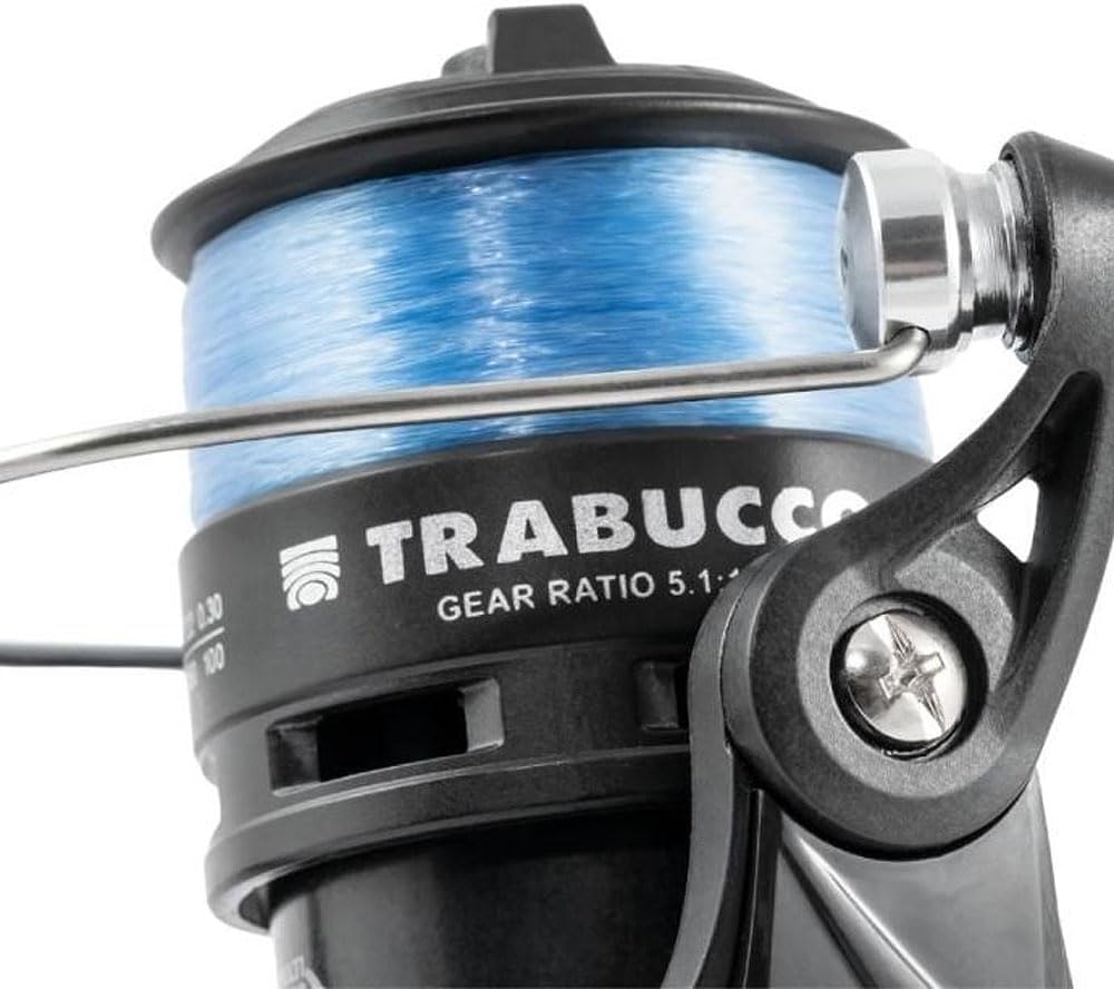 Trabucco Hydrus XF 2000 Angelrolle – Frontbremse, inklusive Faden, Long Cast Spule – für leichtes Sp