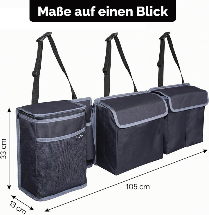 Vicera Kofferraum Organizer mit Klett – Grosse Kofferraumtasche für SUV, Kombi, Bus, Vans, grosse Au