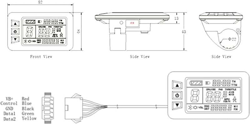 windmeile | Display KT-LCD7U, Bordcomputer, LCD-Display, E-Bike, Elektrisches Fahrrad, Pedelec, 24V/