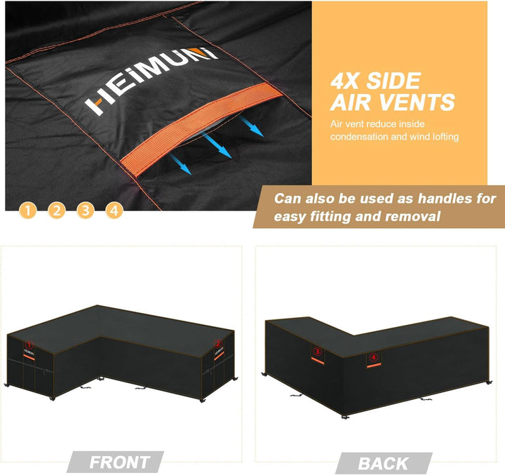 HEIMUNI Abdeckung für Lounge Sofa L-Form Ecksofa Abdeckplane Wasserdicht Palettenkissen Abdeckung Lo
