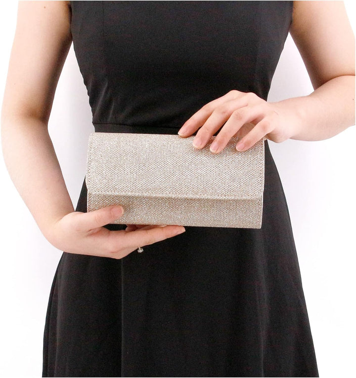 Naimo Kleine Clutch-Tasche mit Klappe und abnehmbarer Kette Champagner, Champagner
