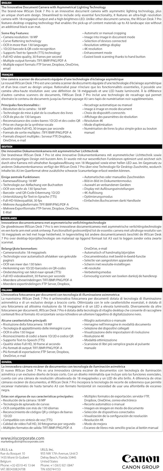 IRIS Scan Desk 7 Pro A3 Win/ Mac