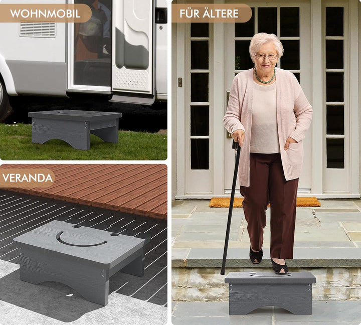 Tritthocker mit rutschfestem Gummi für Erwachsene, Senioren und Kinder, 40 x 32 x 14 cm, Lächeln Des