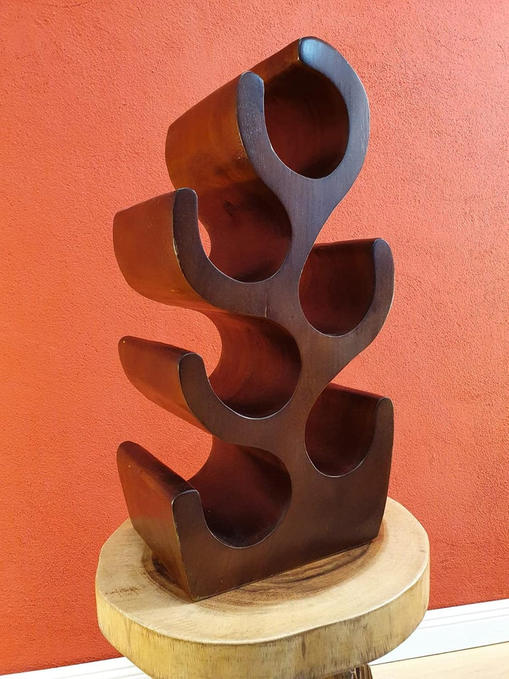 Kinaree Massivholz Weinregal für 6 Flaschen - 50cm freistehendes Flaschenregal in Baum Form aus eine