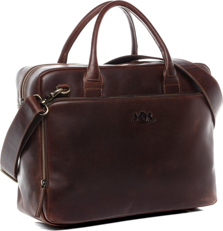 SID &amp; VAIN grosse Laptoptasche echt Leder - 15.4 Zoll Laptop Business-Tasche RYAN XL - Umhängetasche